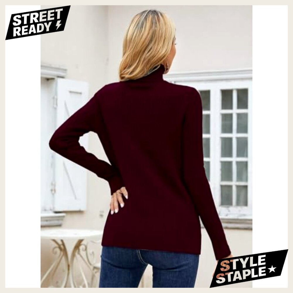 Lightweight Cable Knit Turtleneck Pullover Sweate… - image 4